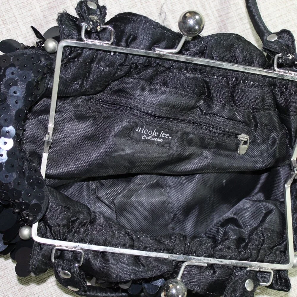 Vintage Nicole Lee Collection Black Large Sequin Hand Bag